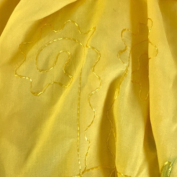 VENICE BLUE Bright Yellow Strapless Halter Dress with Floral & Embroidery, OS. - Picture 10 of 16